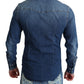 Dolce & Gabbana Blue Cotton Stretch Long Sleeves Denim Shirt