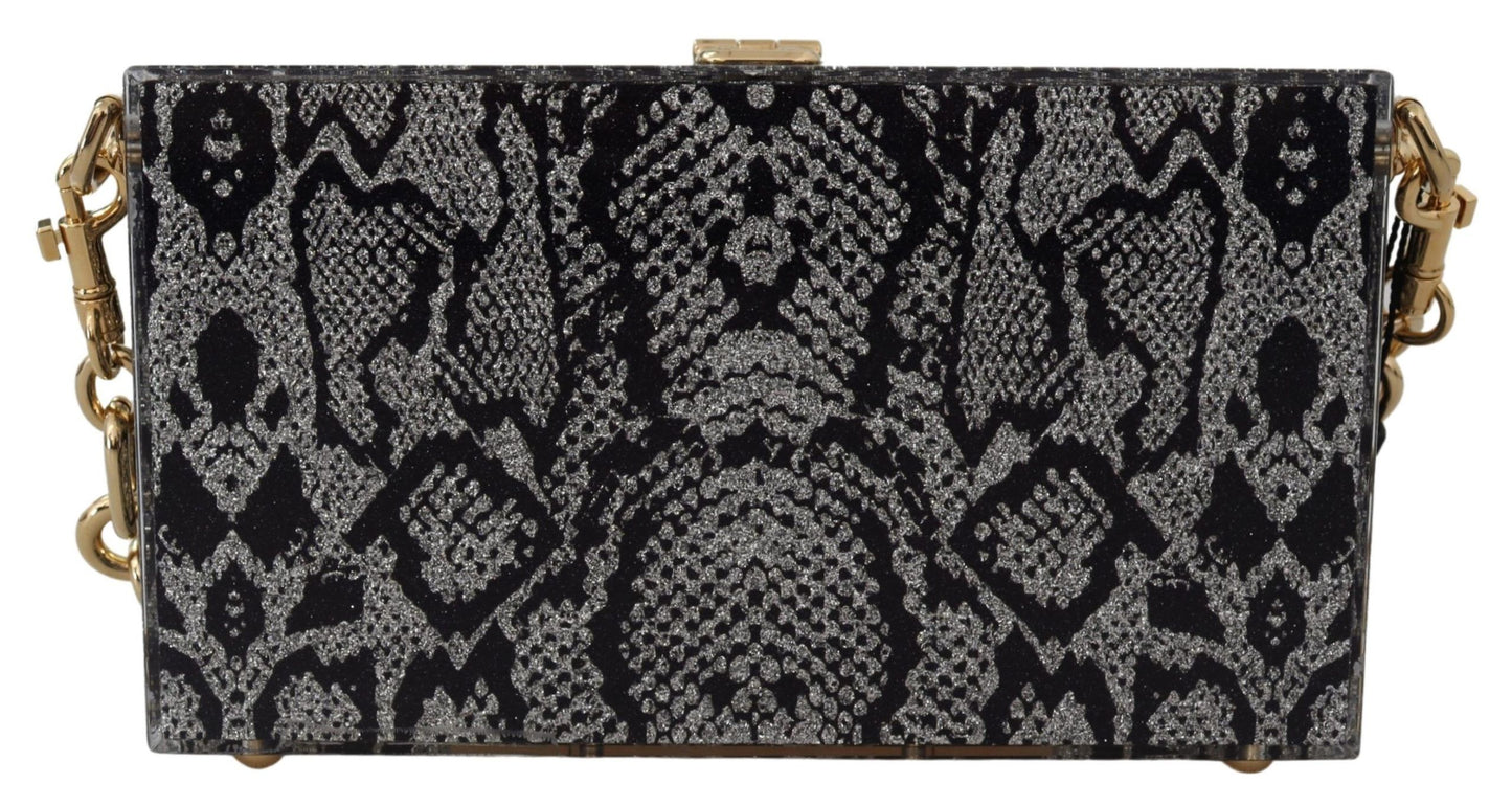 Dolce & Gabbana Gray Fashion Devotion Clutch Plexi SICILY BOX Purse