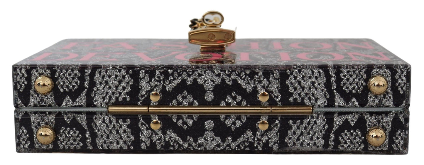 Dolce & Gabbana Gray Fashion Devotion Clutch Plexi SICILY BOX Purse