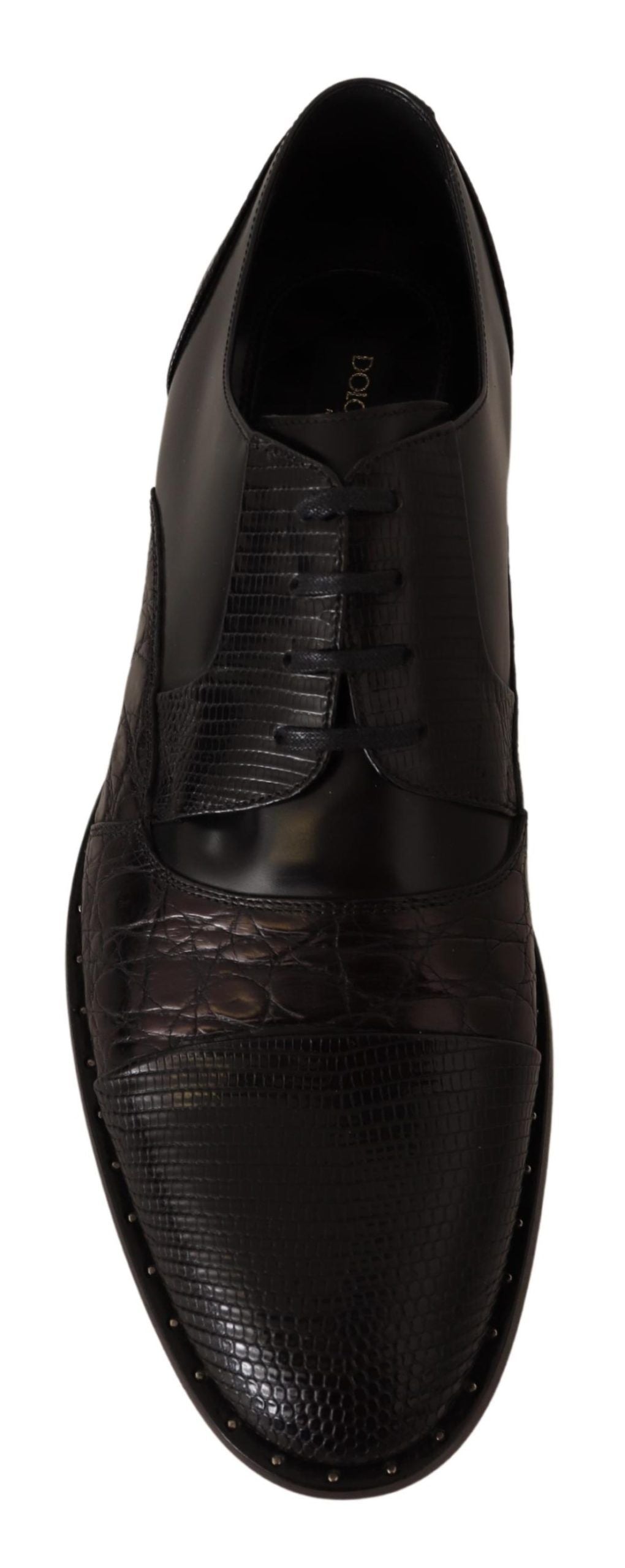 Dolce & Gabbana Black Leather Exotic Skins Formal Shoes