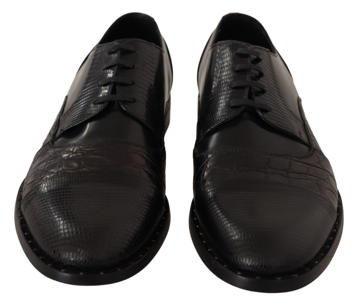 Dolce & Gabbana Black Leather Exotic Skins Formal Shoes