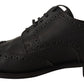 Dolce & Gabbana Black Leather Oxford Wingtip Formal Dress Shoes