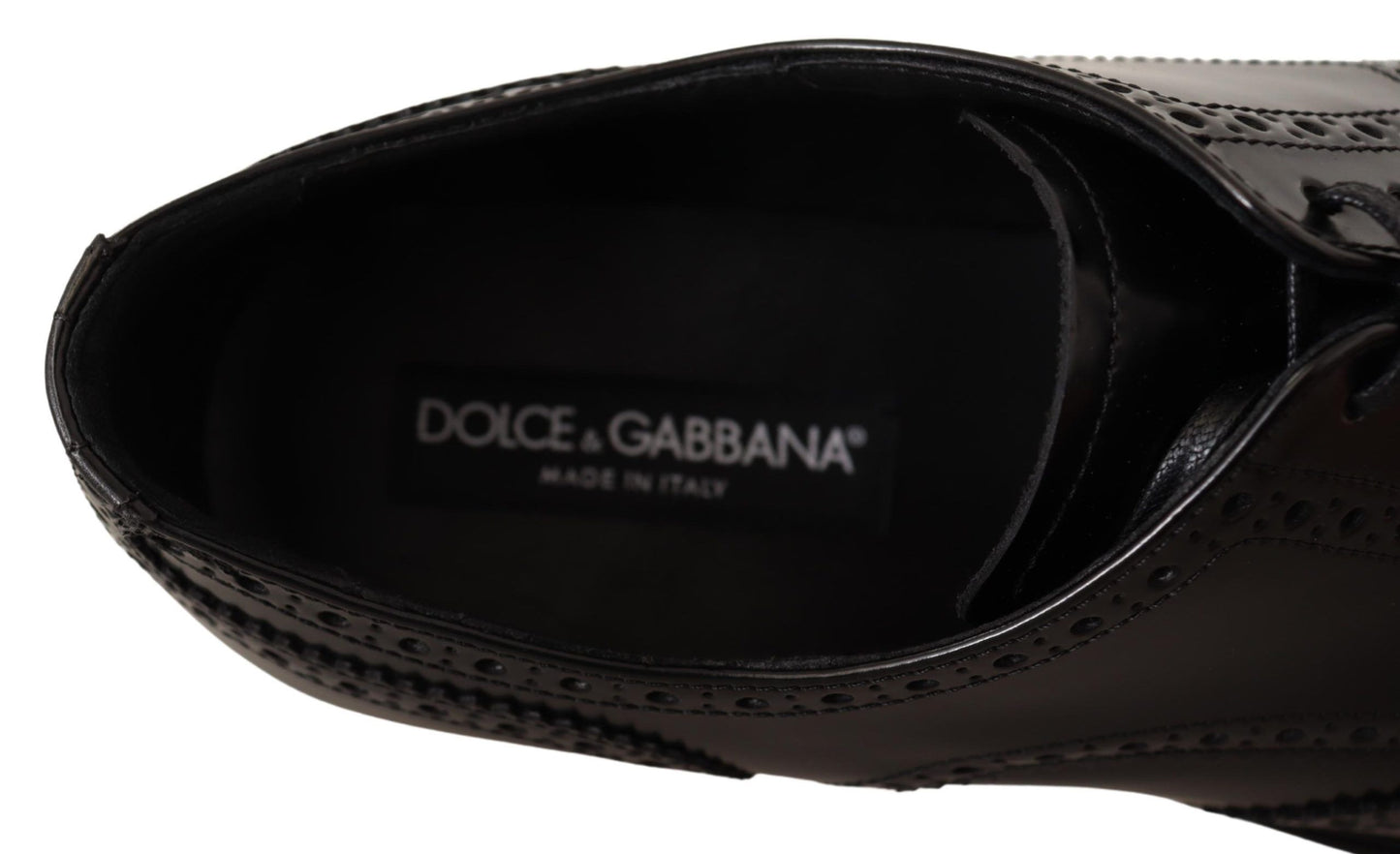 Dolce & Gabbana Black Leather Oxford Wingtip Formal Shoes