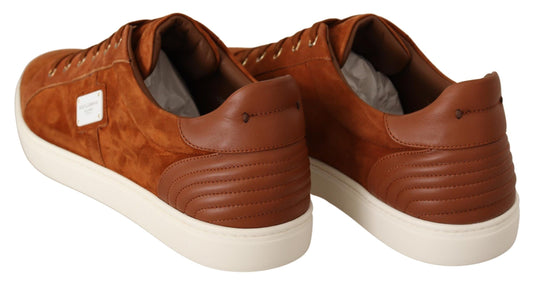 Dolce & Gabbana Light Brown Suede Leather Low Tops Sneakers