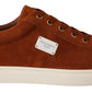 Dolce & Gabbana Light Brown Suede Leather Low Tops Sneakers