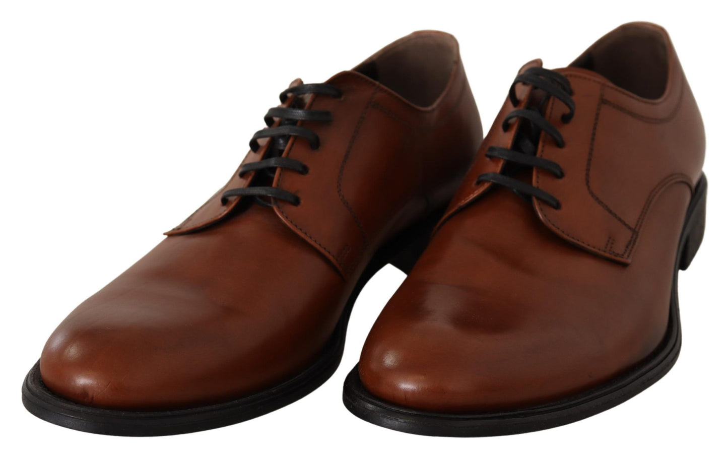 Dolce & Gabbana Brown Leather Lace Up Mens Formal Derby Shoes