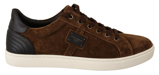 Dolce & Gabbana Brown Suede Leather Sneakers