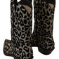 Dolce & Gabbana Gray Black Leopard Cowboy Boots Shoes