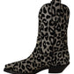 Dolce & Gabbana Gray Black Leopard Cowboy Boots Shoes