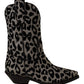 Dolce & Gabbana Gray Black Leopard Cowboy Boots Shoes