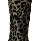 Dolce & Gabbana Gray Black Leopard Cowboy Boots Shoes