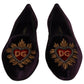 Dolce & Gabbana Purple Velvet DG Heart Loafers Flats Shoes