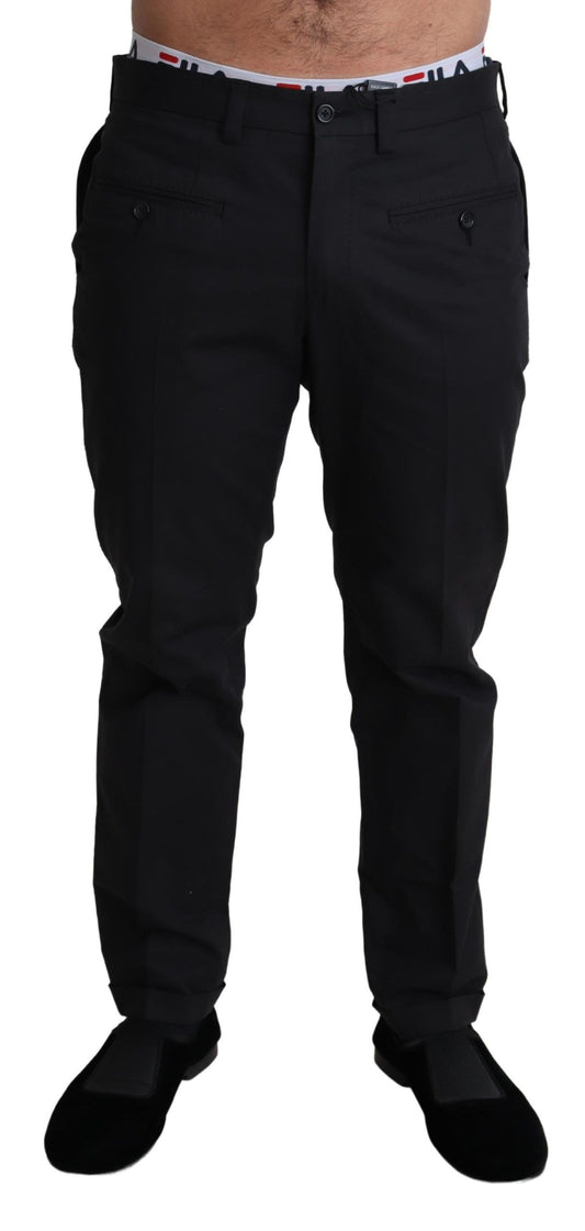 Dolce & Gabbana Black Cotton Stretch Dress Formal Trouser Pants