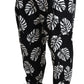 Dolce & Gabbana Black Leaf Cotton Stretch Trouser Pants Pants