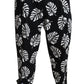 Dolce & Gabbana Black Leaf Cotton Stretch Trouser Pants Pants