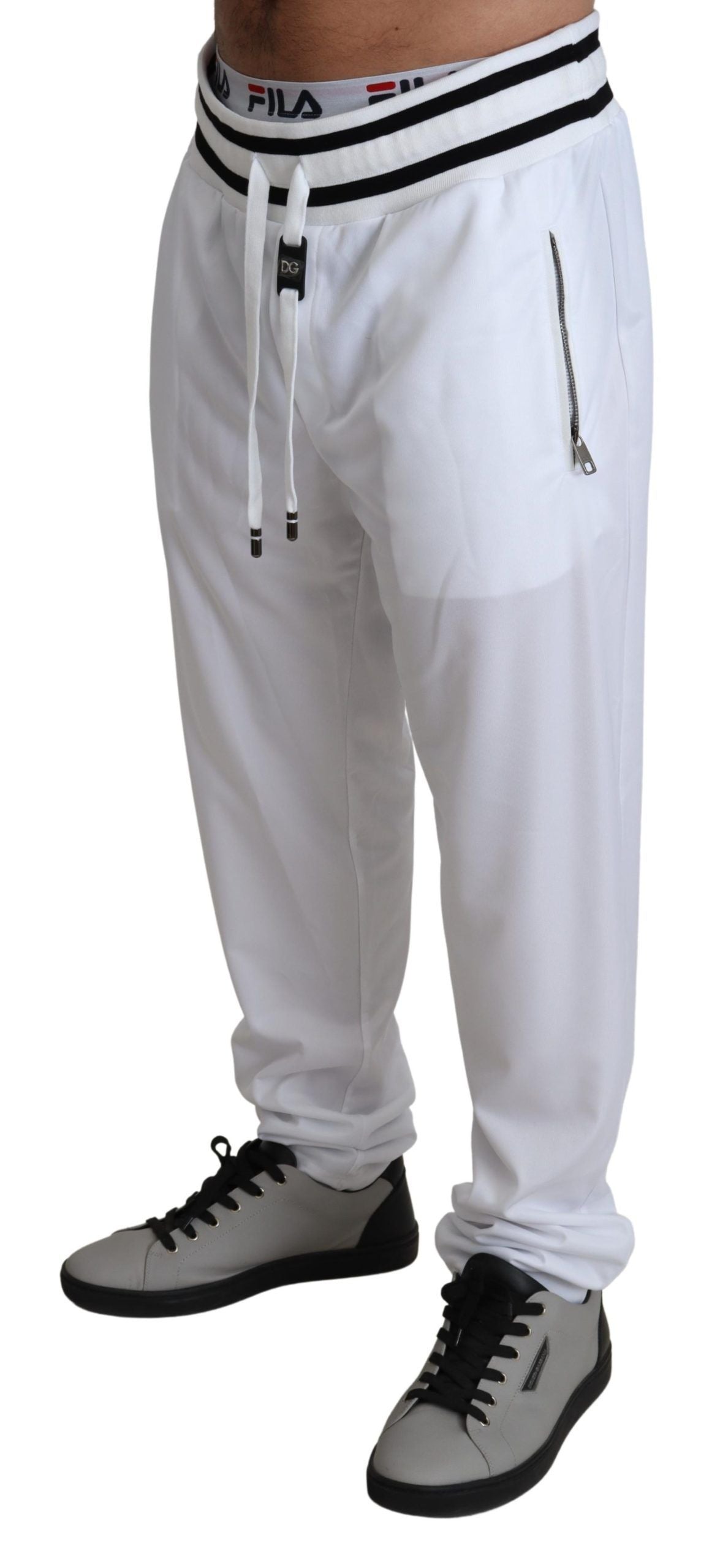 Dolce & Gabbana White Logo Patch Drawstring Pants