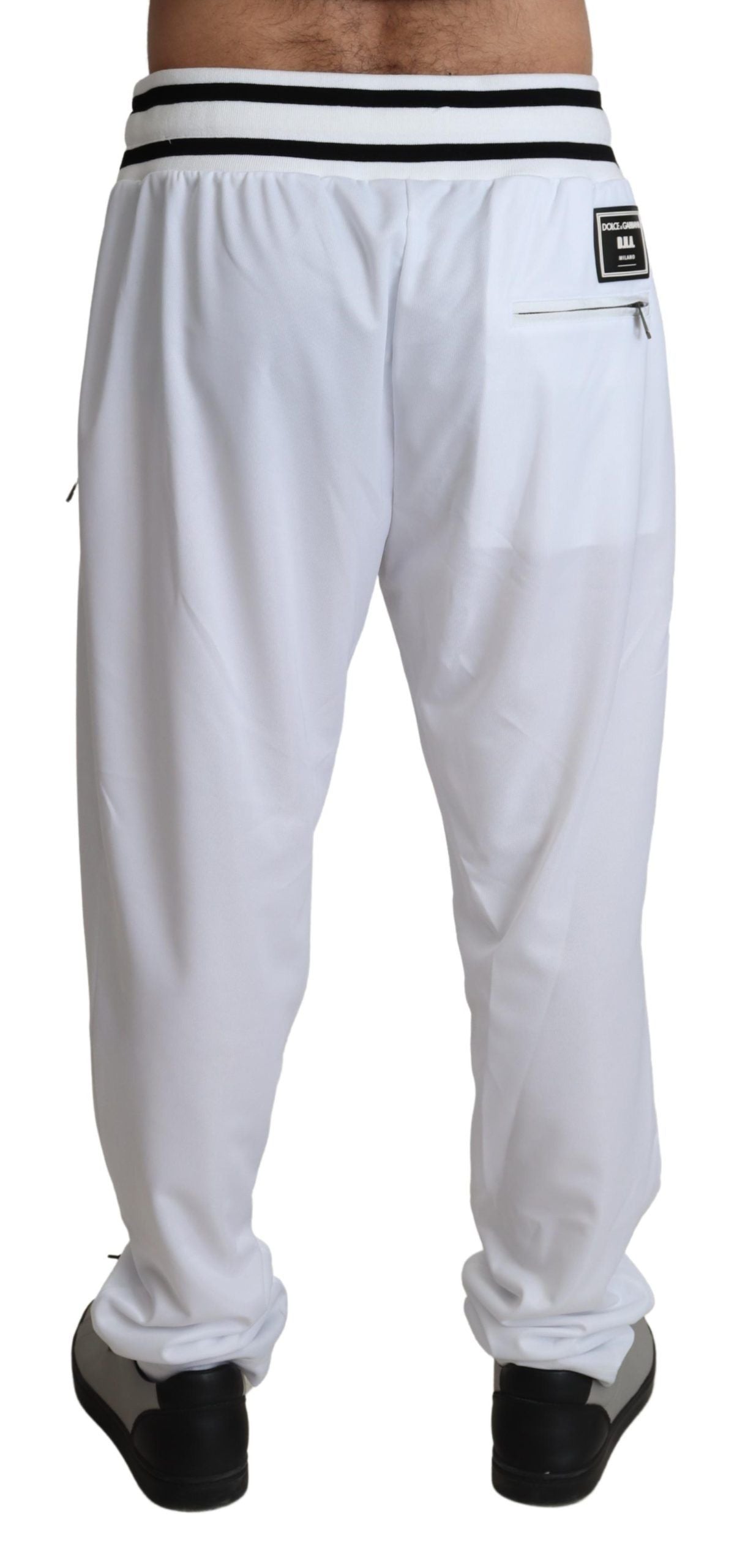 Dolce & Gabbana White Logo Patch Drawstring Pants