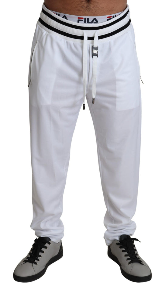 Dolce & Gabbana White Logo Patch Drawstring Pants