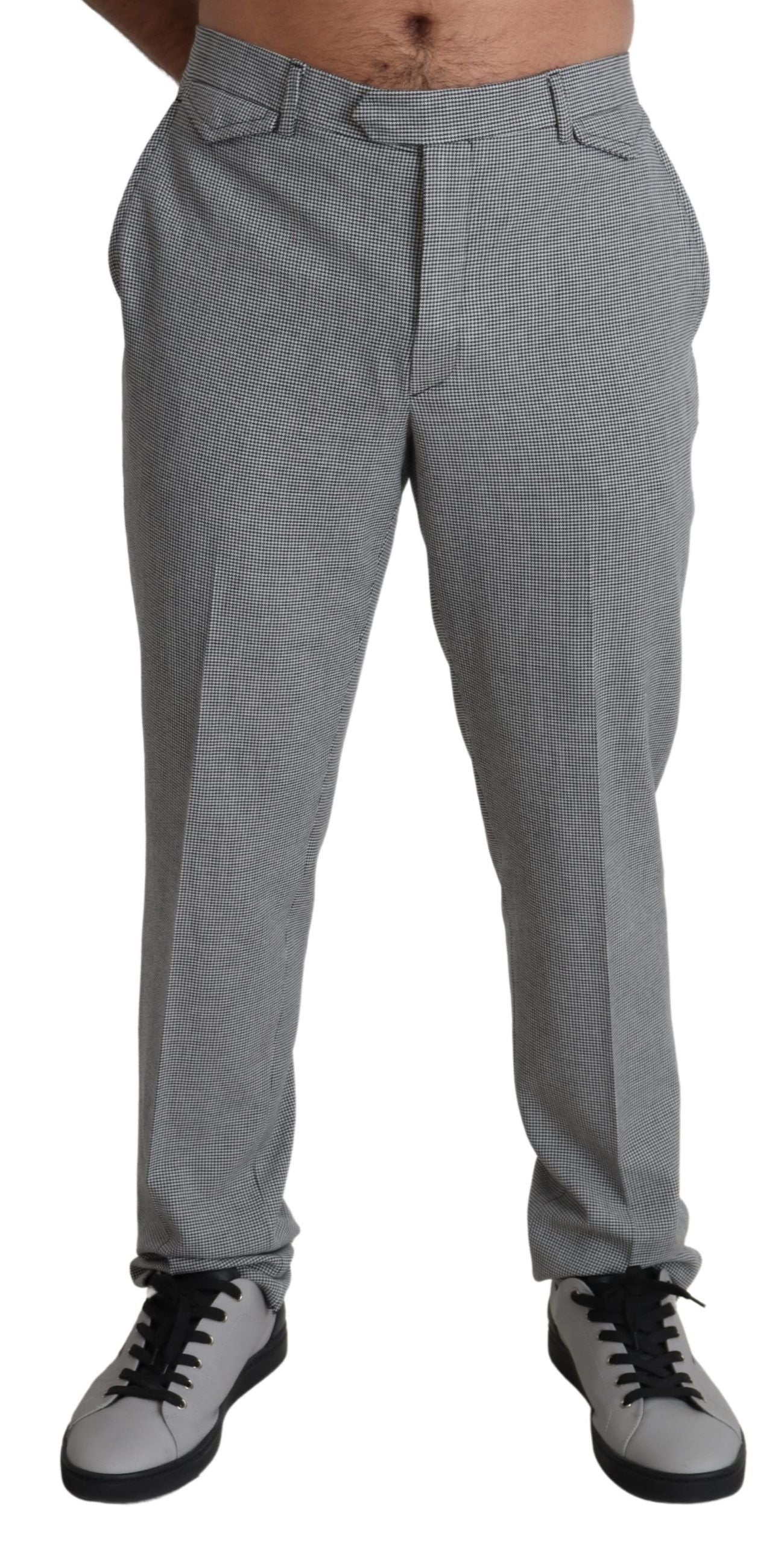 BENCIVENGA Gray Wool Checkered Dress Men Formal Trouser Pants