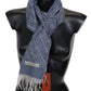 Missoni Blue 100% Cashmere Unisex Neck Wrap Fringes Scarf