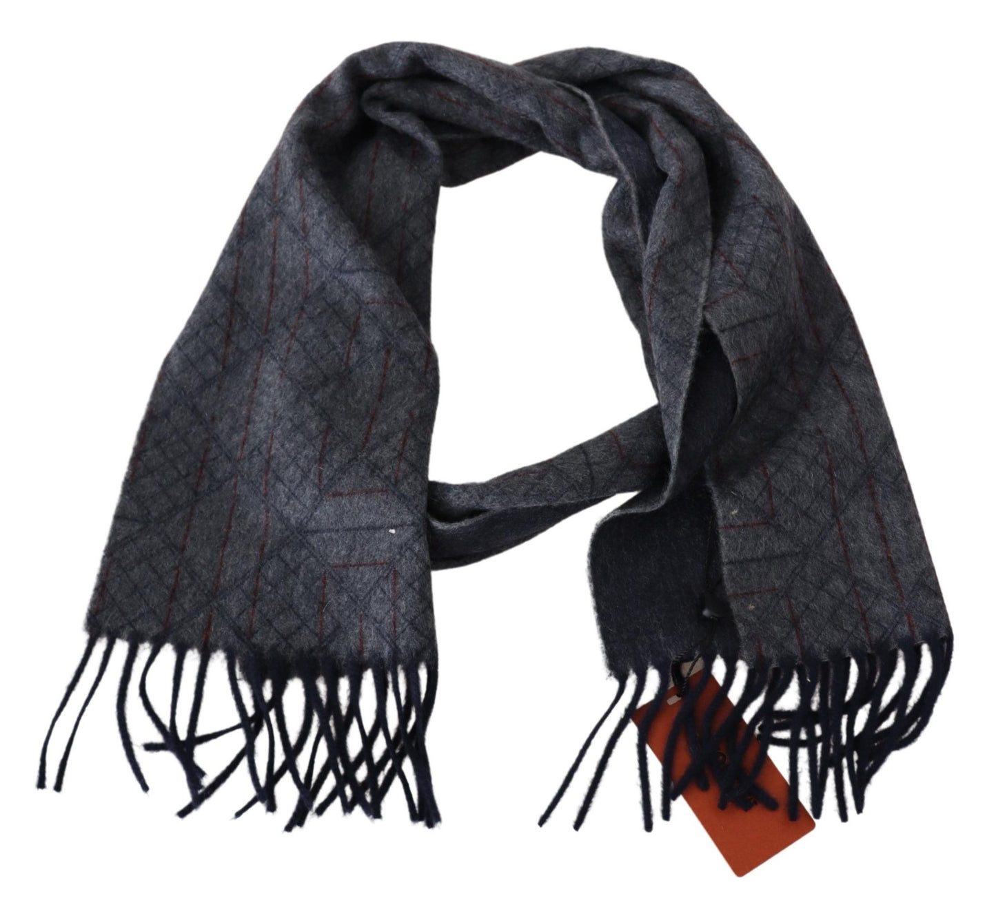 Missoni Black Gray Striped Wool Unisex Neck Wrap Scarf