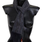 Missoni Black Gray Striped Wool Unisex Neck Wrap Scarf