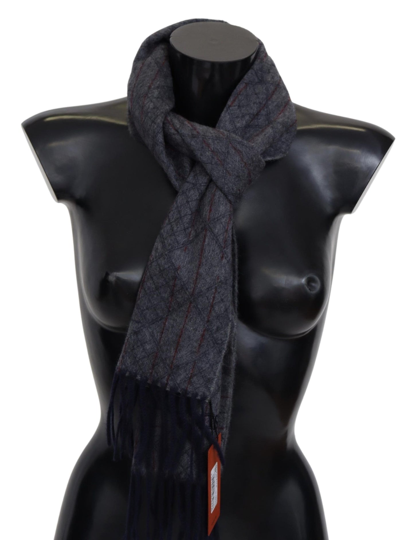 Missoni Black Gray Striped Wool Unisex Neck Wrap Scarf