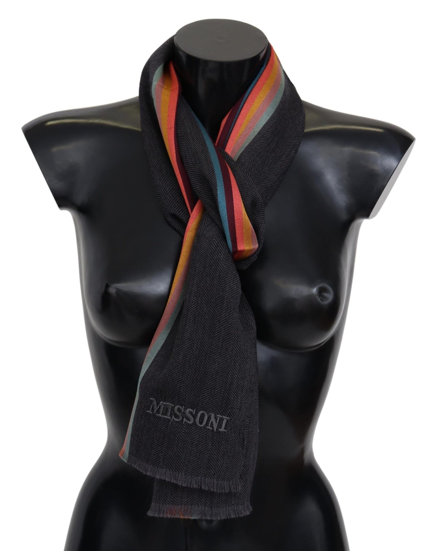 Missoni Multicolor Striped Wool Unisex Neck Wrap Scarf