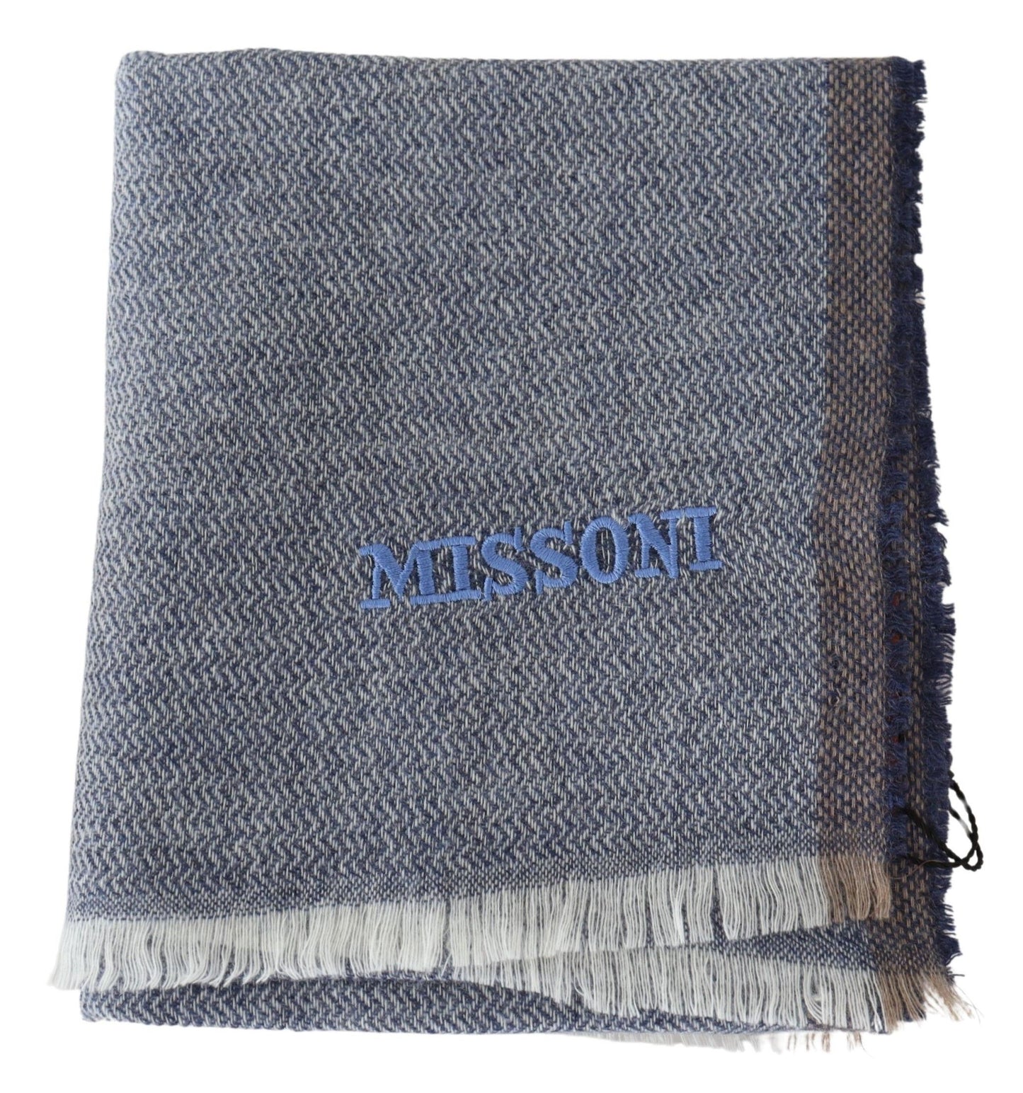 Missoni Gray Striped Wool Unisex Neck Wrap Fringes Scarf