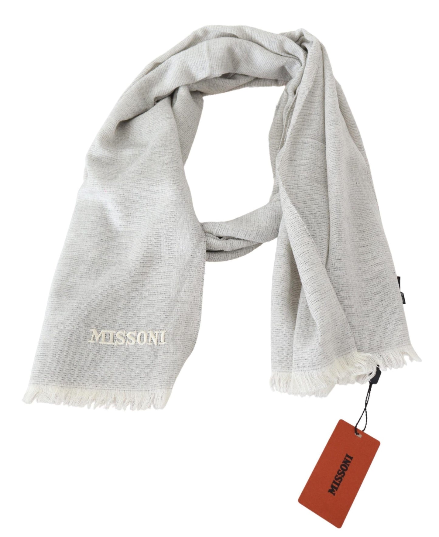 Missoni Gray Wool Knit Unisex Neck Wrap Scarf