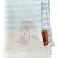 Missoni Blue White Lined Cashmere Unisex Wrap Scarf