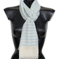 Missoni Blue White Lined Cashmere Unisex Wrap Scarf