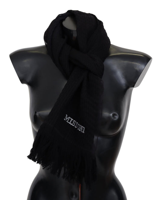 Missoni Black Wool Unisex Neck Warmer Wrap Scarf