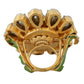 Dolce & Gabbana Gold Brass Yellow Crystal Flower Ring