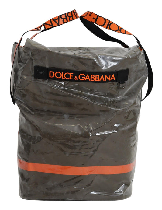 Dolce & Gabbana Large Dark Green Orange Logo Tote Bag