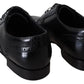 Dolce & Gabbana Black Leather Men Derby Formal Loafers Shoes