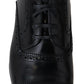 Dolce & Gabbana Black Leather Men Derby Formal Loafers Shoes