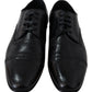 Dolce & Gabbana Black Leather Men Derby Formal Loafers Shoes