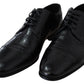 Dolce & Gabbana Black Leather Men Derby Formal Loafers Shoes