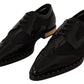 Dolce & Gabbana Black Leather Broques Sheer Wingtip Shoes