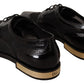 Dolce & Gabbana Black Leather Broques Sheer Wingtip Shoes