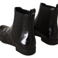 Dolce & Gabbana Black Leather Ankle High Flat Boots Shoes