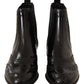 Dolce & Gabbana Black Leather Ankle High Flat Boots Shoes