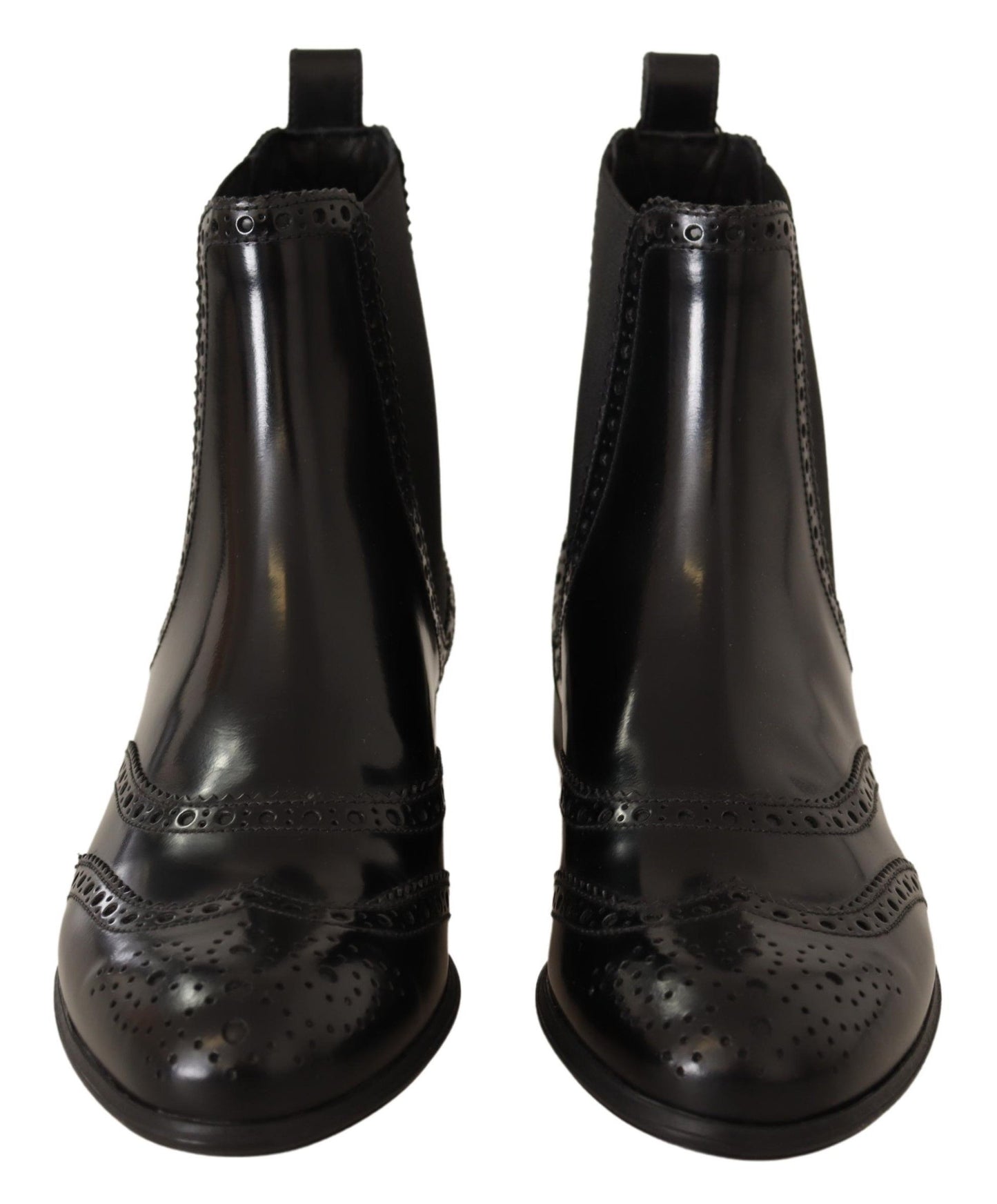 Dolce & Gabbana Black Leather Ankle High Flat Boots Shoes