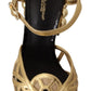 Dolce & Gabbana Black Gold Leather Studded Ankle Straps Shoes