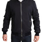 Dolce & Gabbana Blue Silk Coat Short Bomber Men Jacket