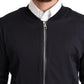 Dolce & Gabbana Blue Silk Coat Short Bomber Men Jacket