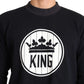 Dolce & Gabbana Blue Crown King Cotton Pullover Sweater