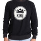 Dolce & Gabbana Blue Crown King Cotton Pullover Sweater