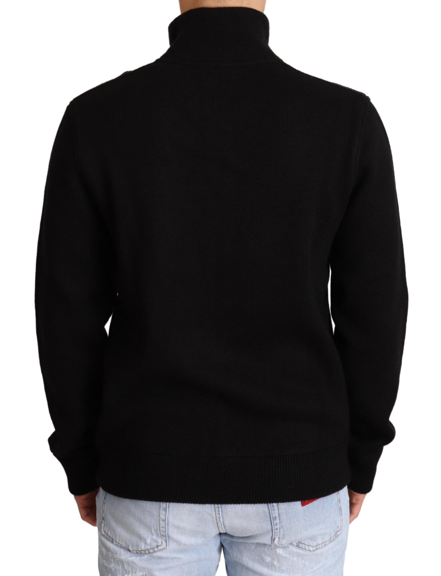 Dolce & Gabbana Black Cashmere Zipper Mens Sweater